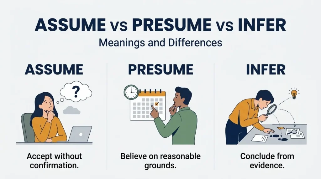 What Assume, Presume, and Infer Mean?