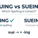 Suing vs sueing showing the correct spelling of the verb sue